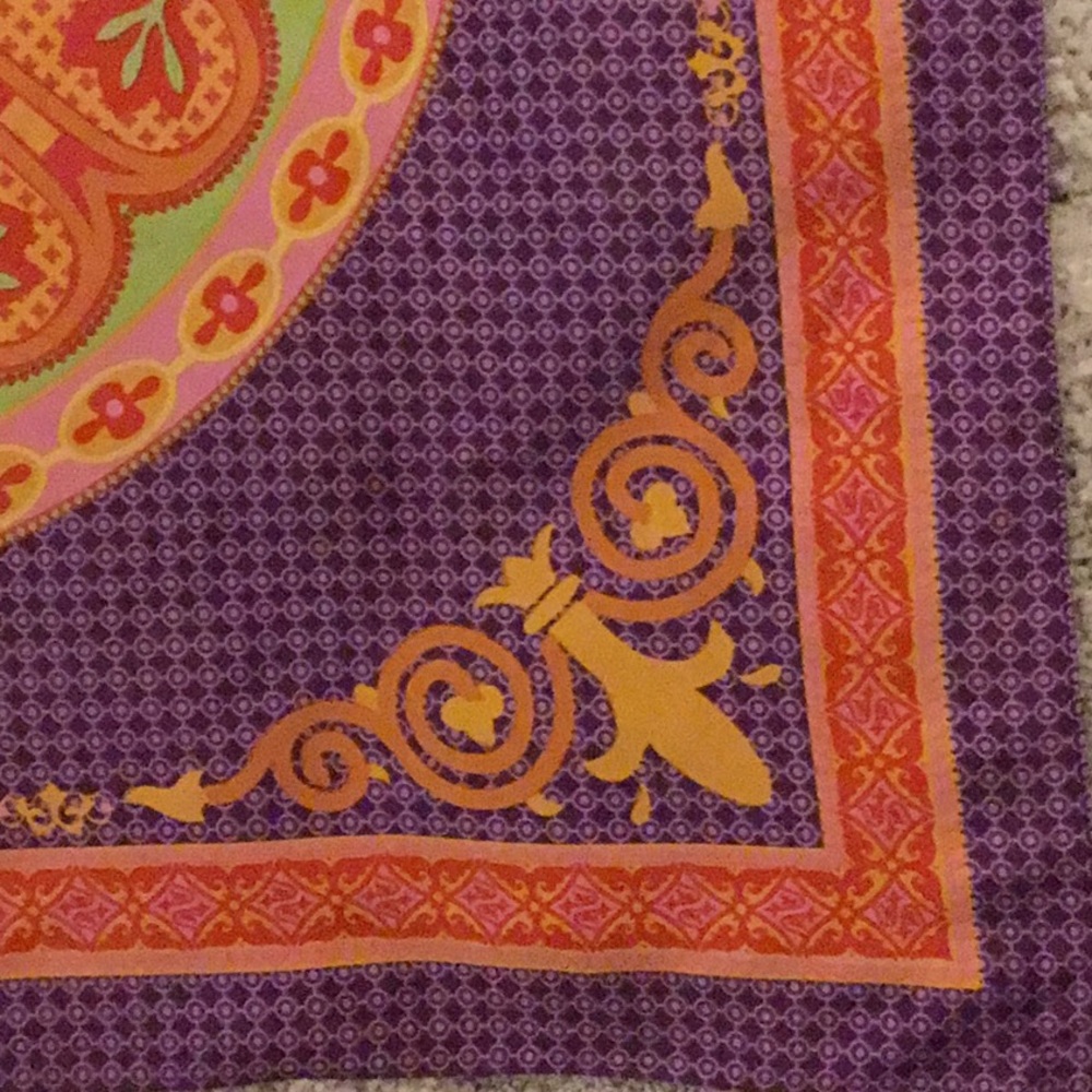 Scarf 30 inch square - orange, purple, gold, color - Picture 4 of 8